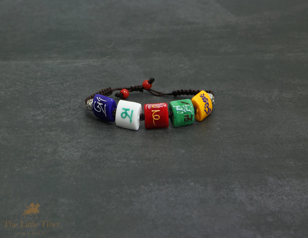 Murano Glass Bracelet | Om Mani Padme Hum Mantra Beads – Adjustable Tibetan Design