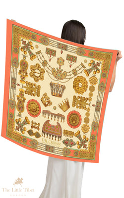 The Crown Silk Scarf – Pure Silk Twill Square Scarf (Hot Pink)