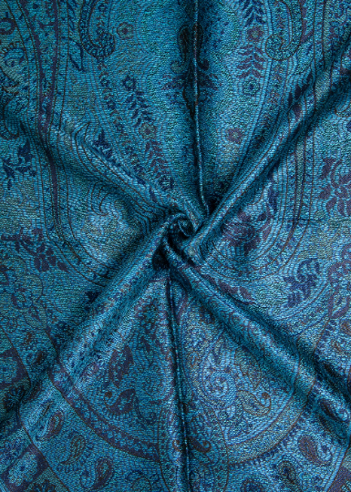 Blue Silk Paisley Shawl - MCL401