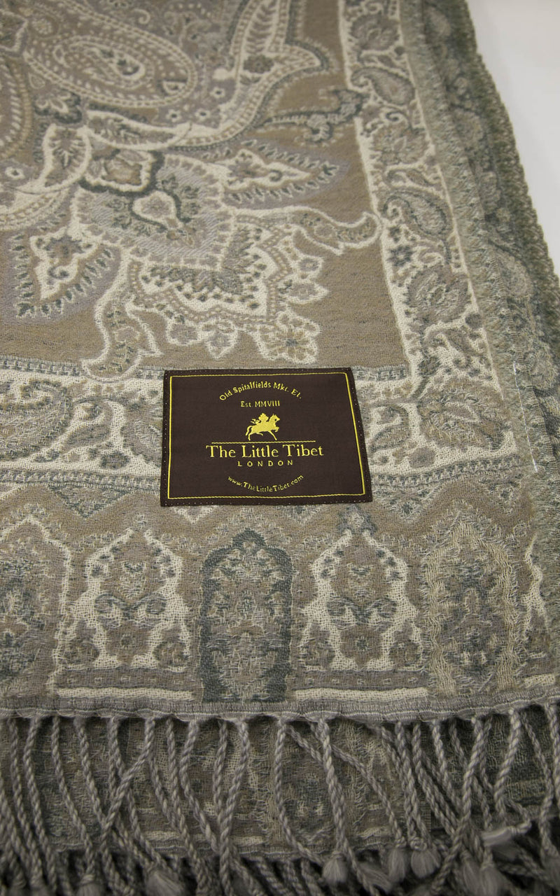 Eagle Gray Paisley Boiled Wool Blanket-(BW EG ), The Little Tibet