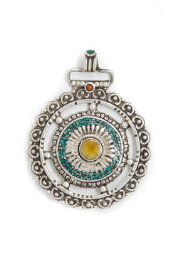 Tibetan Wheel Silver Hand Crafted Pendant, The Little Tibet