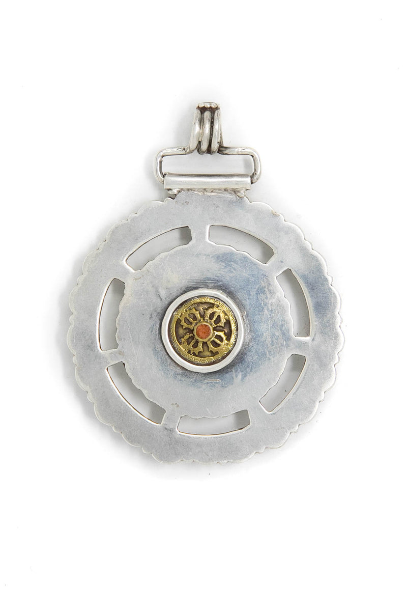 Tibetan Wheel Silver Hand Crafted Pendant, The Little Tibet