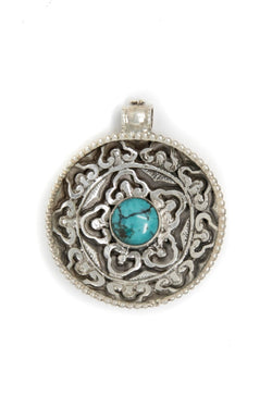 Double sided Tibetan Silver Hand Crafted Pendant, The Little Tibet