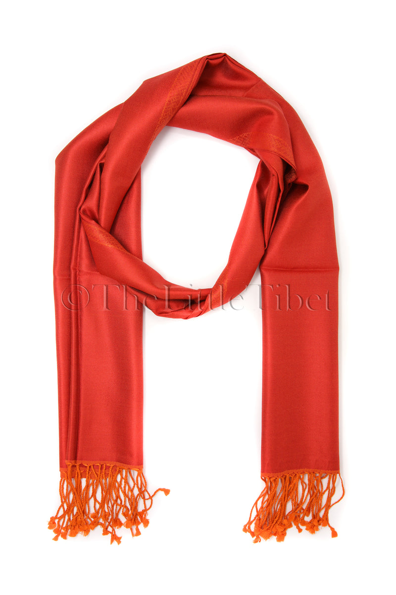 reversible red orange silk scarf 