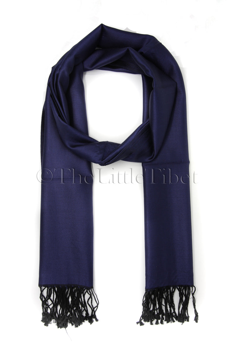 Harriet Navy Silk Scarf - TTM279 - The Little Tibet