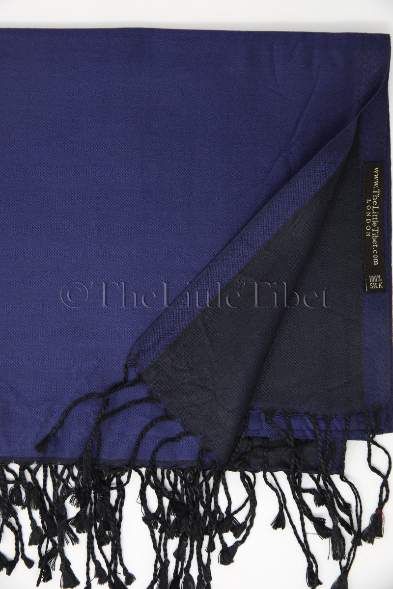 Harriet Navy Silk Scarf - TTM279 - The Little Tibet