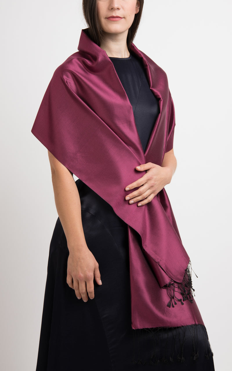 Ella Plum Fine Silk Wrap - TT45-210, The Little Tibet