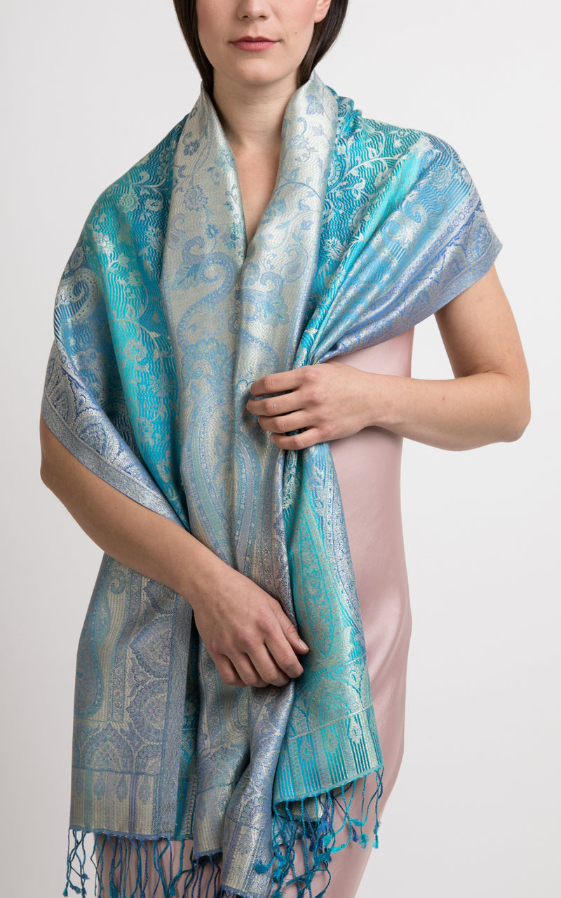 Rio Aqua Silk Scarf - MCM103 - The Little Tibet