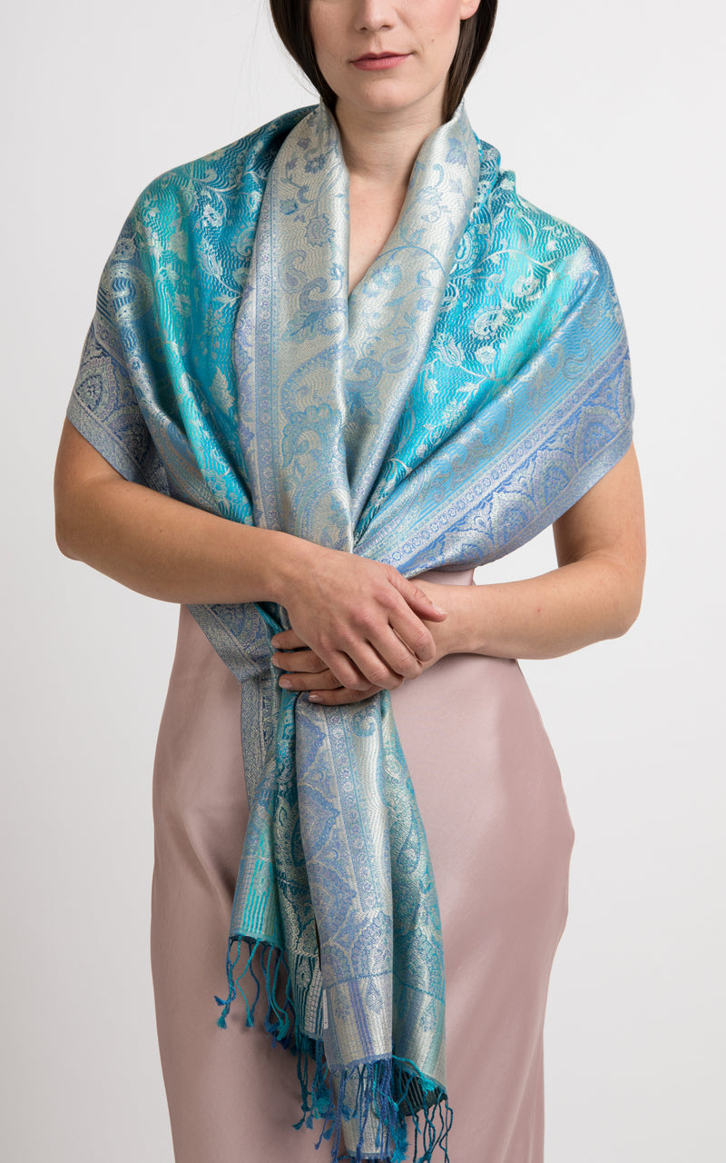 Rio Aqua Silk Scarf - MCM103 - The Little Tibet