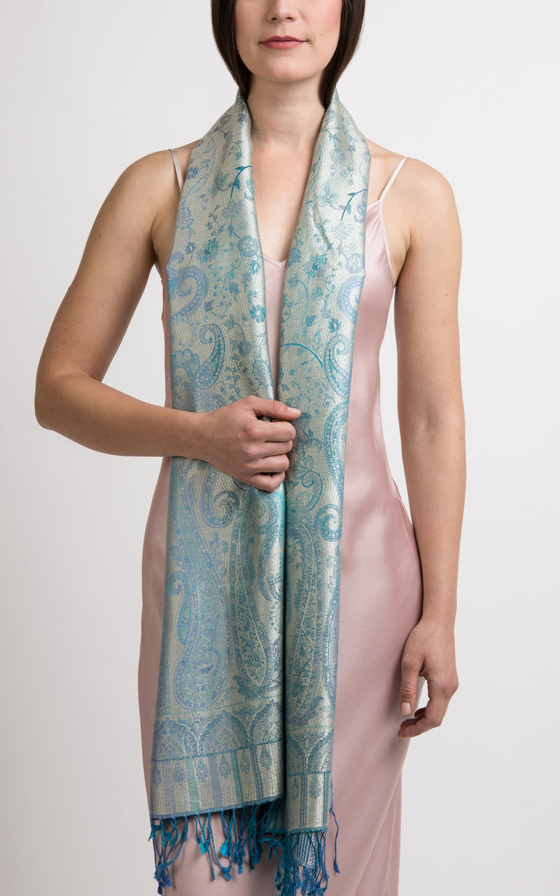 Rio Aqua Silk Scarf - MCM103 - The Little Tibet