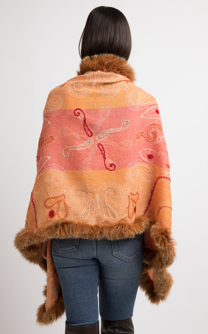 Sandstone orange boiled wool Capes-CP103, The Little Tibet