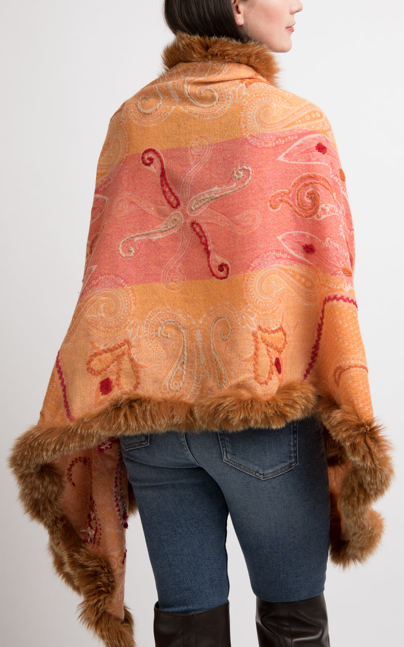 Sandstone orange boiled wool Capes-CP103, The Little Tibet