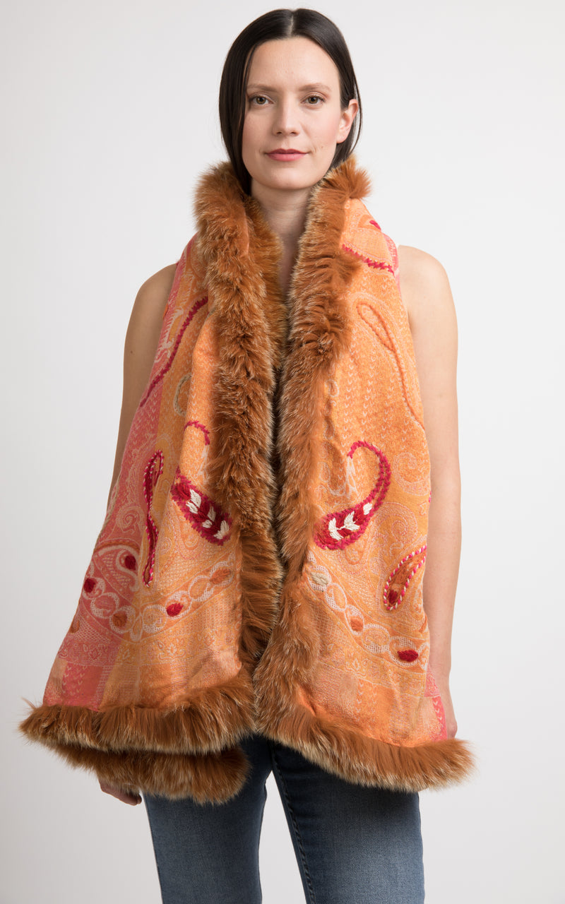Sandstone orange boiled wool Capes-CP103, The Little Tibet