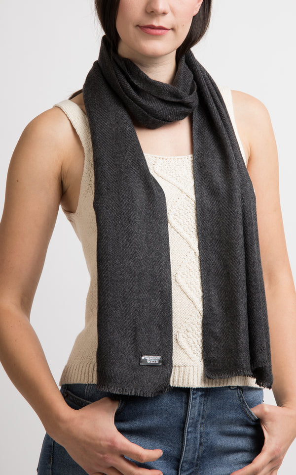 Grey Cashmere Skinny Scarf, The Little Tibet