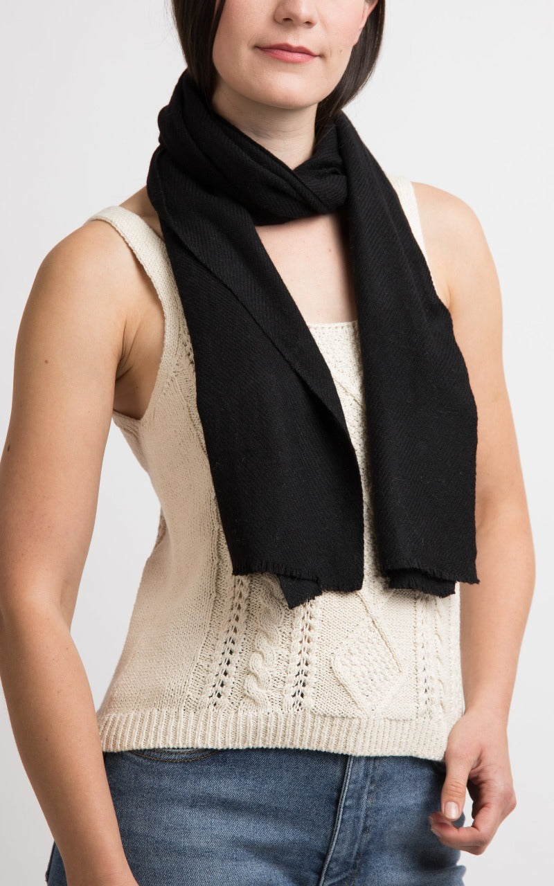 Black Cashmere Muffler Lightweight Cashmere Scarf The Little Tibet