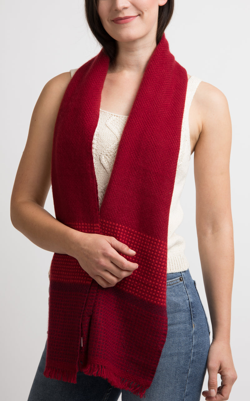 Red Cashmere Handloom Muffler, The Little Tibet