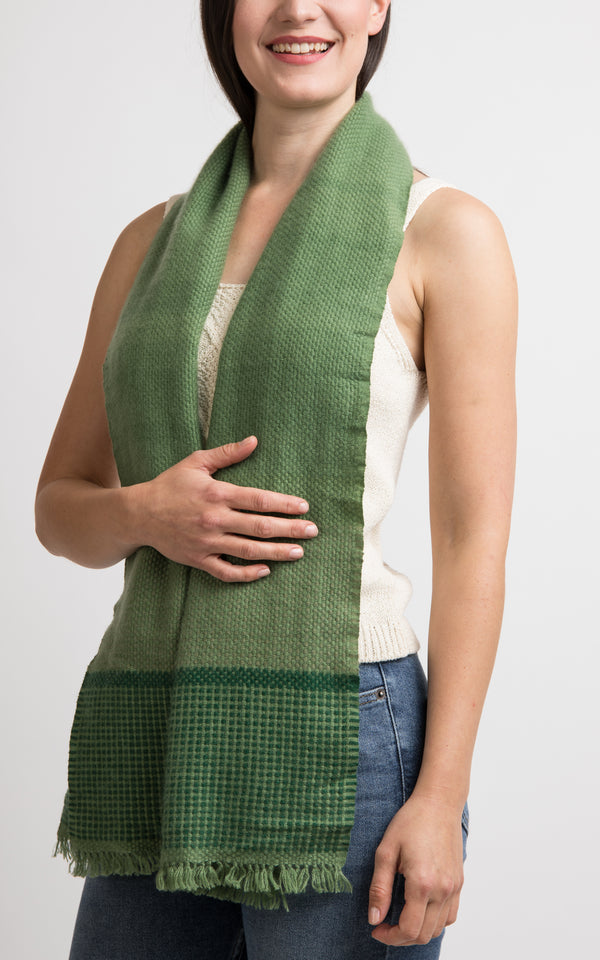 Green Cashmere Handloom Muffler, The Little Tibet