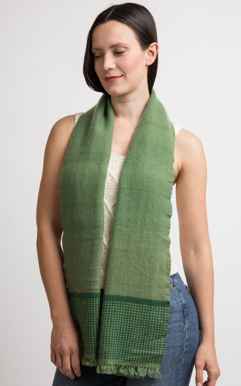 Green Cashmere Handloom Muffler, The Little Tibet