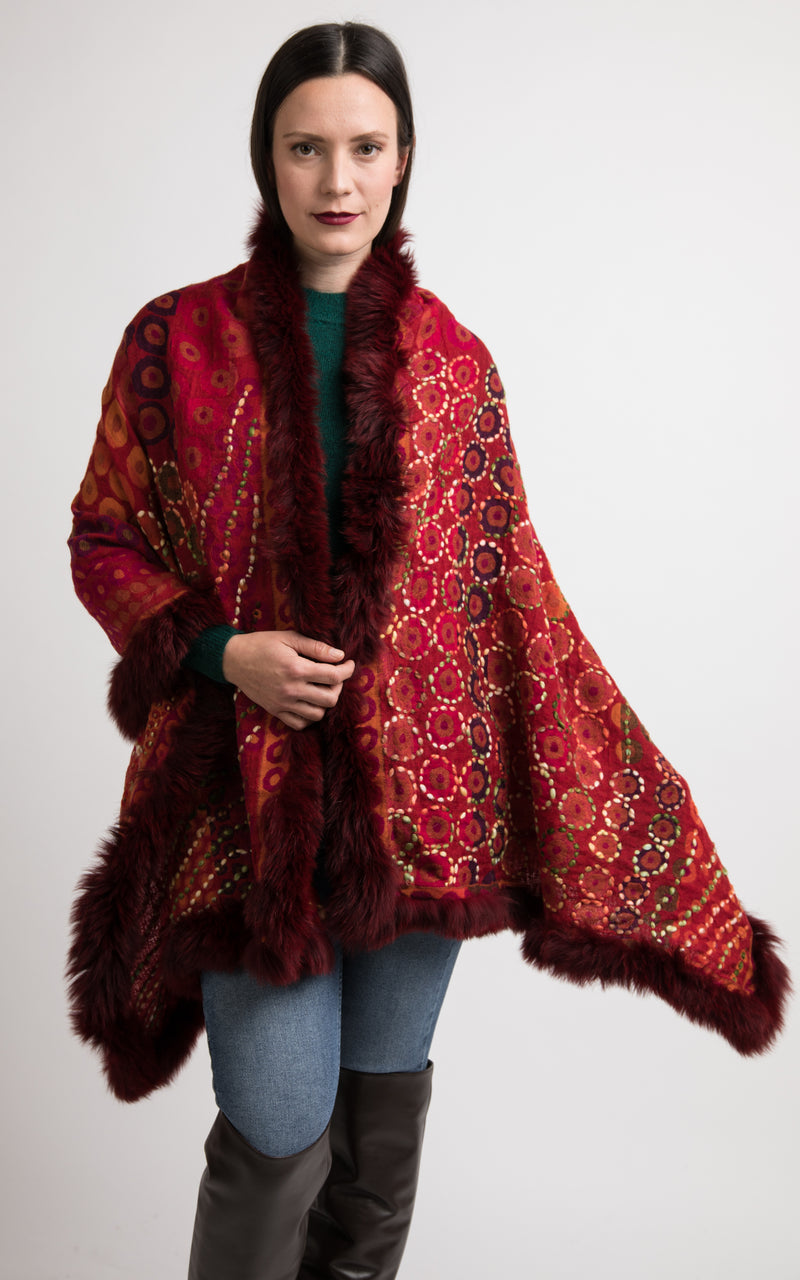Firebrick red boiled wool Capes-CP116, The Little Tibet