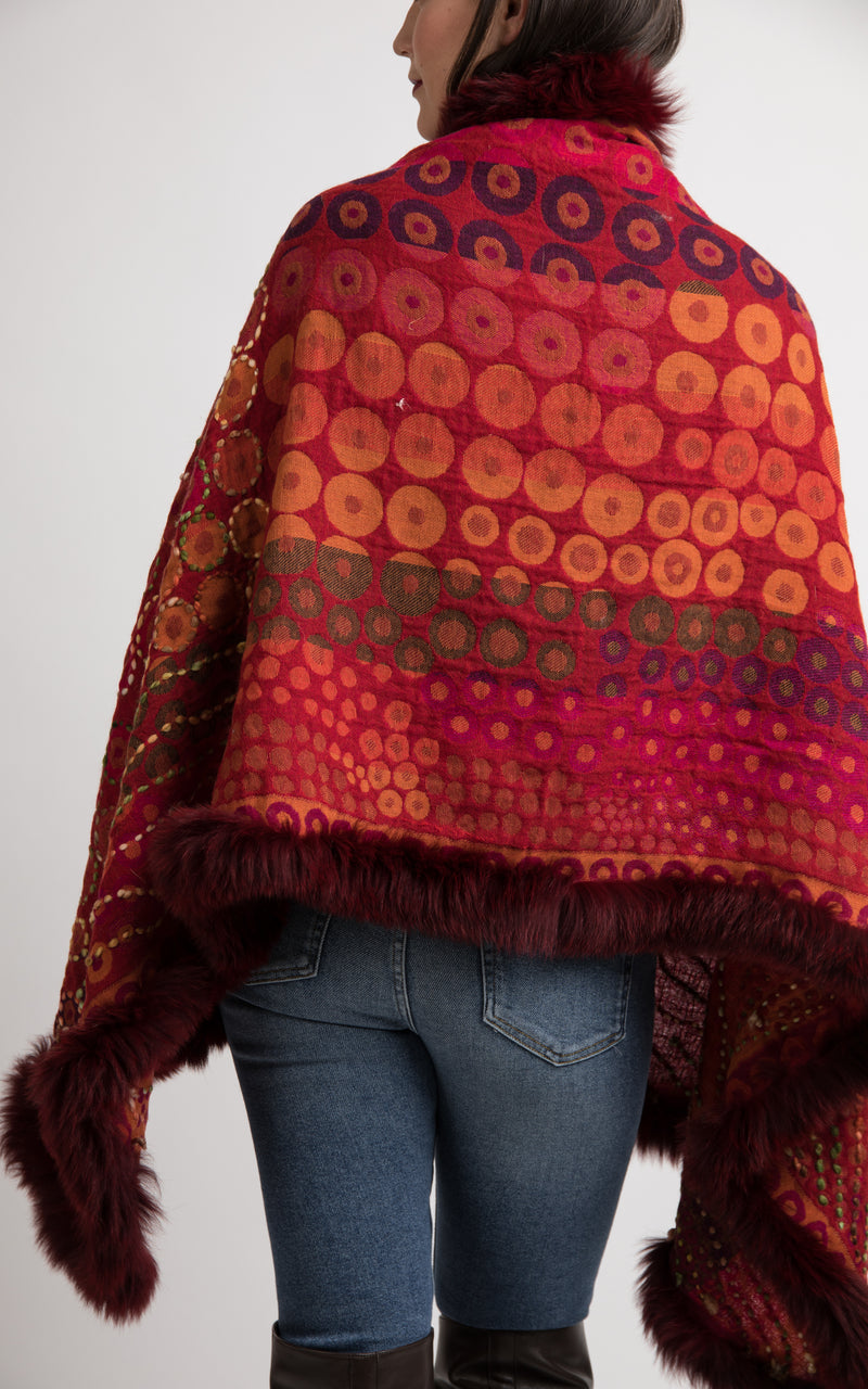 Firebrick red boiled wool Capes-CP116, The Little Tibet