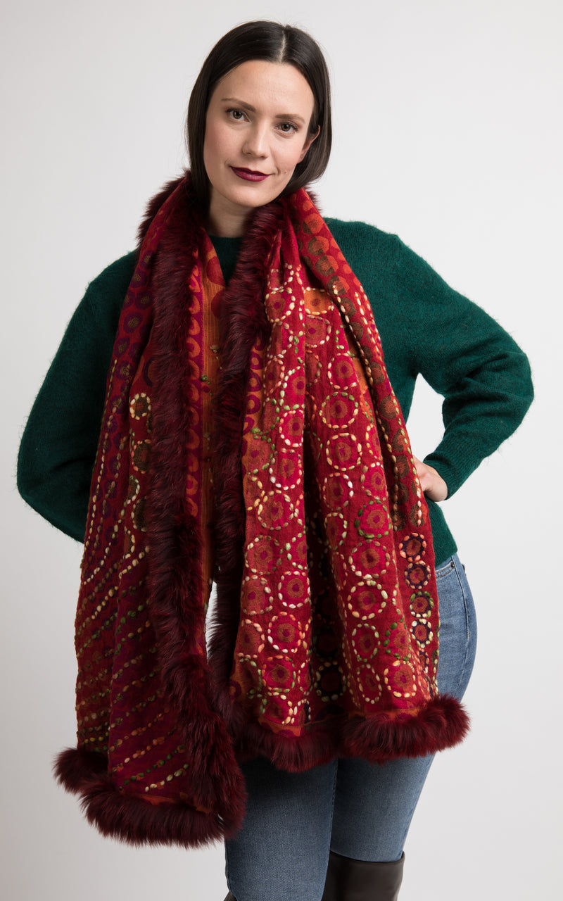 Firebrick red boiled wool Capes-CP116, The Little Tibet