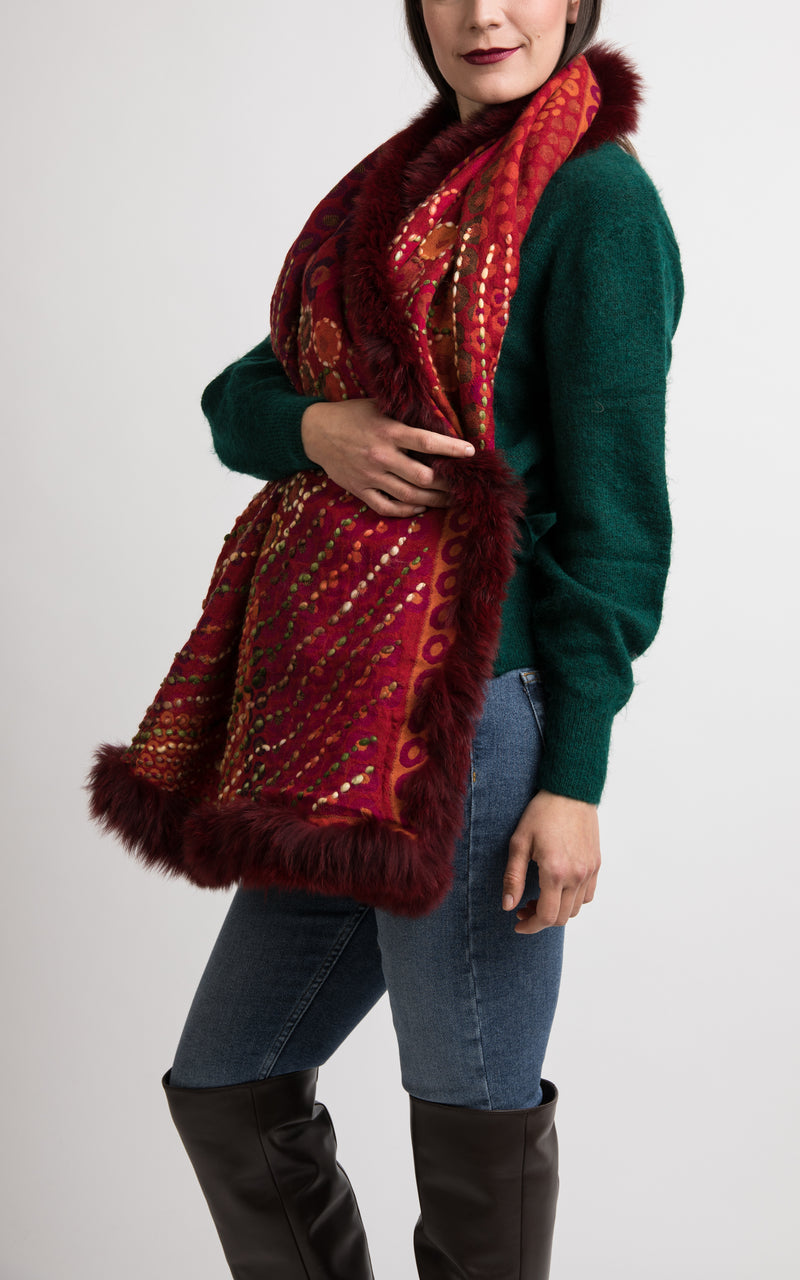 Firebrick red boiled wool Capes-CP116, The Little Tibet