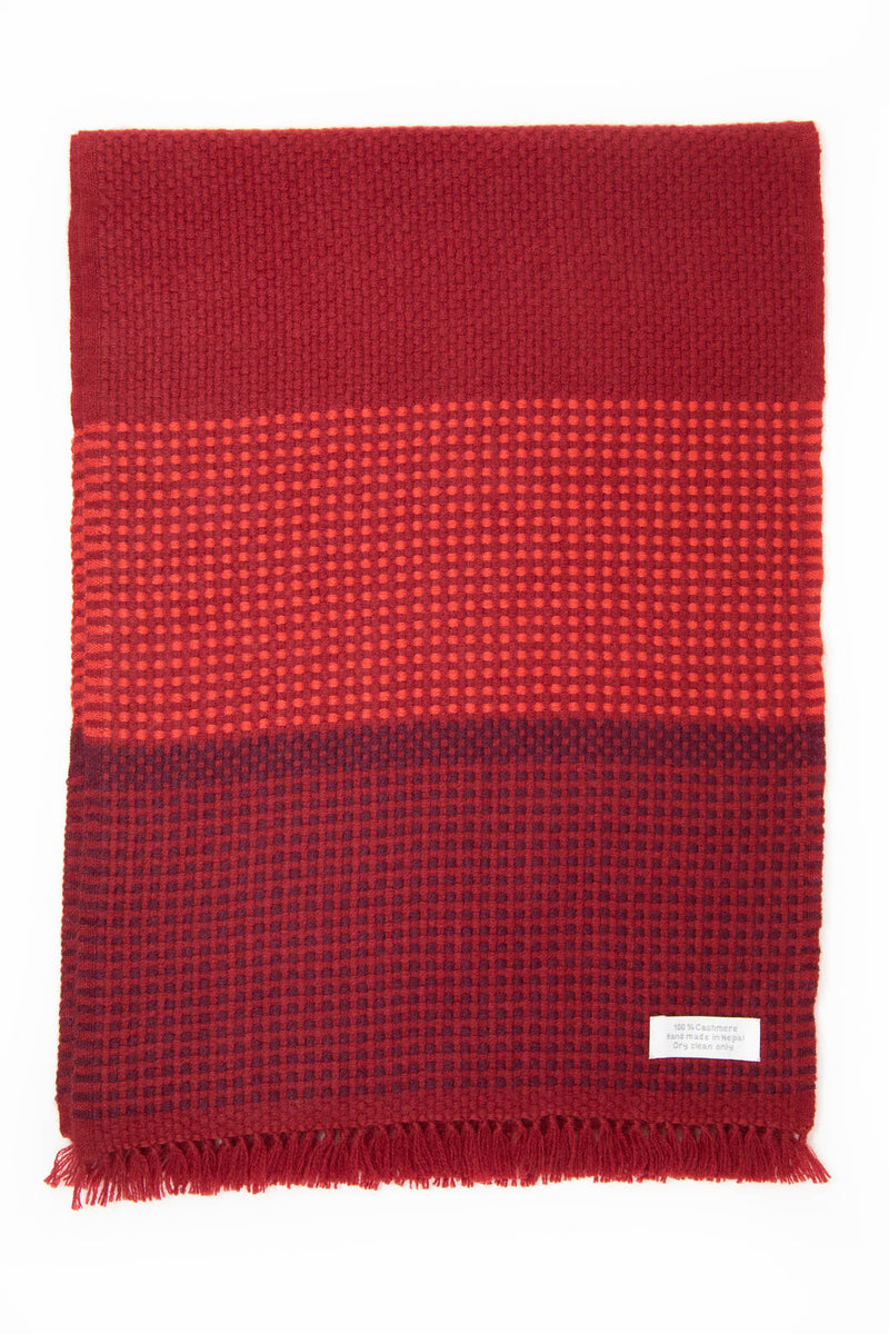 Red Cashmere Handloom Muffler, The Little Tibet