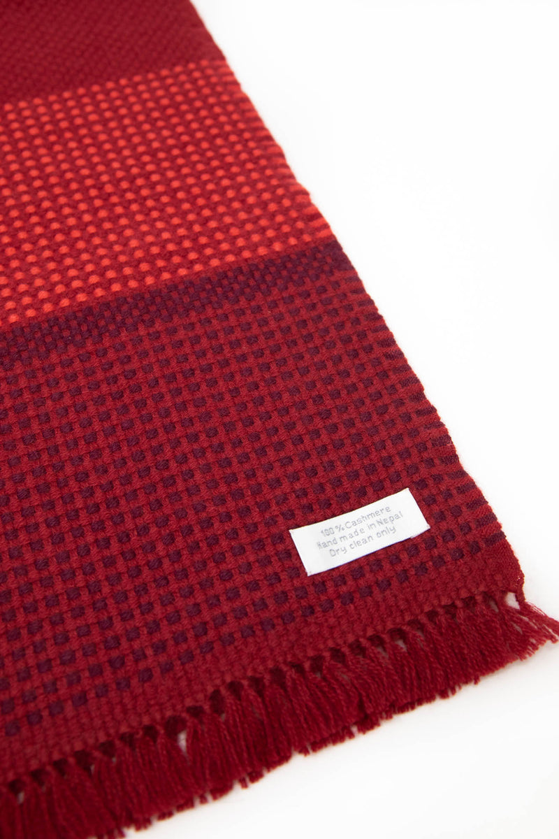 Red Cashmere Handloom Muffler, The Little Tibet