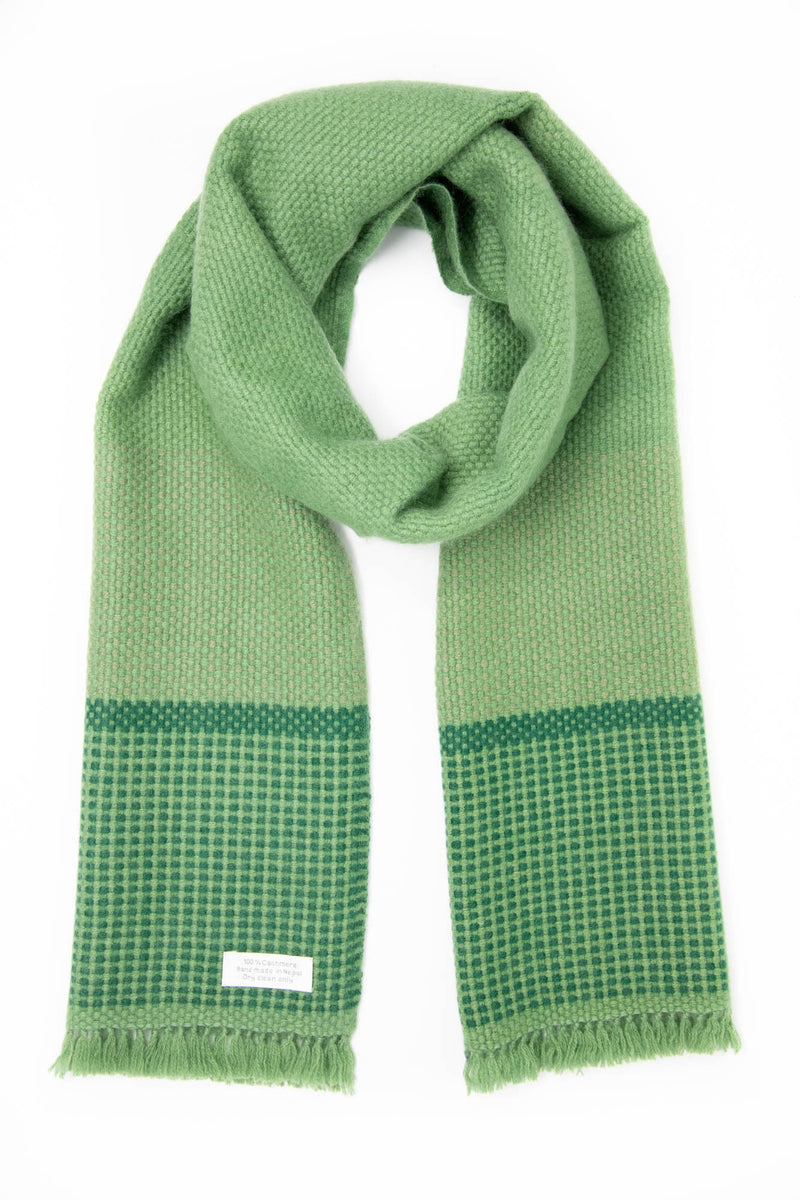 Green Cashmere Handloom Muffler, The Little Tibet