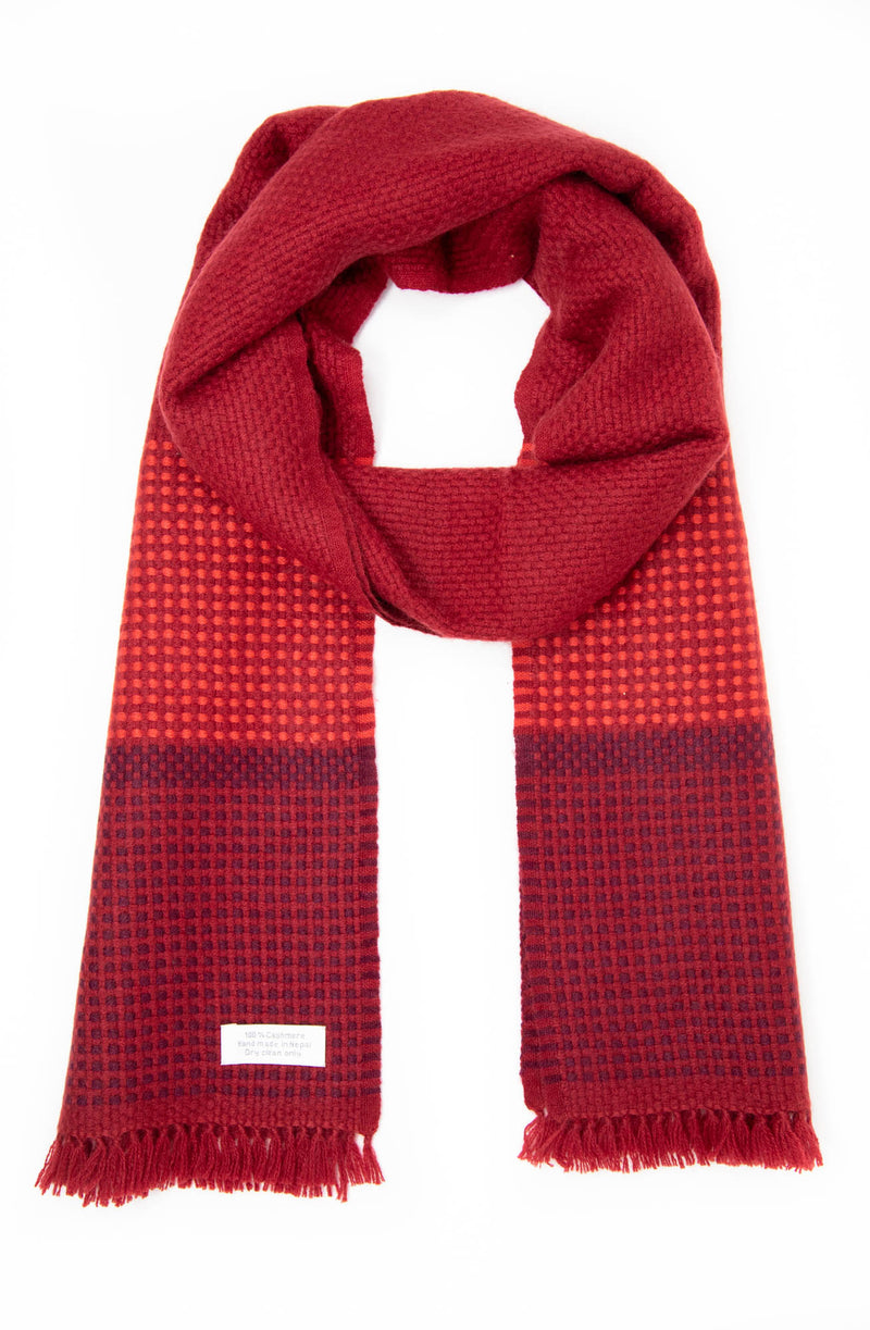 Red Cashmere Handloom Muffler, The Little Tibet