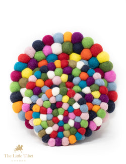 Multicolour Felt Ball Cushion for Singing Bowls-The Little Tibet