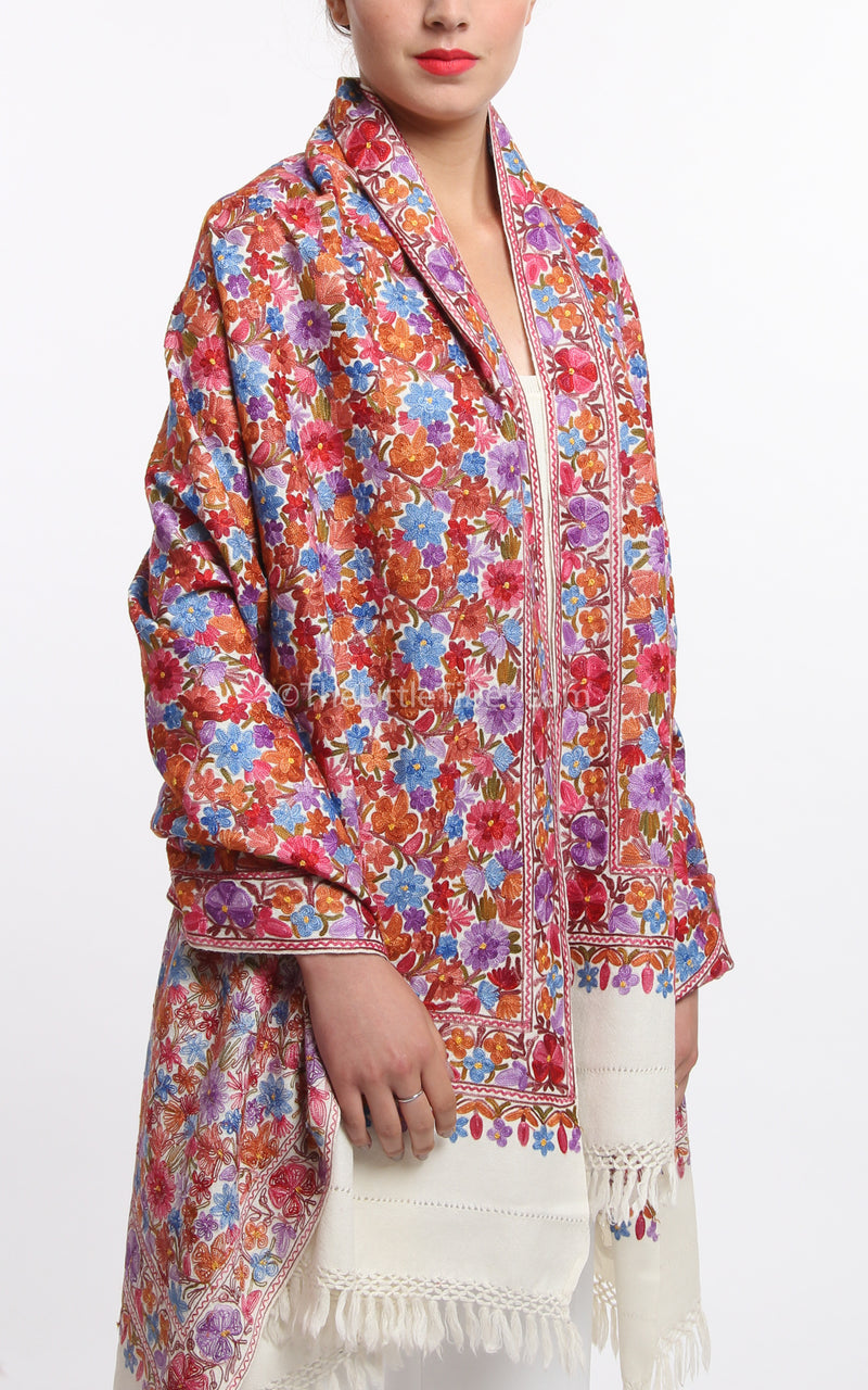 Roshi Lush Embroidered Pashmina (5ES-C), The Little Tibet