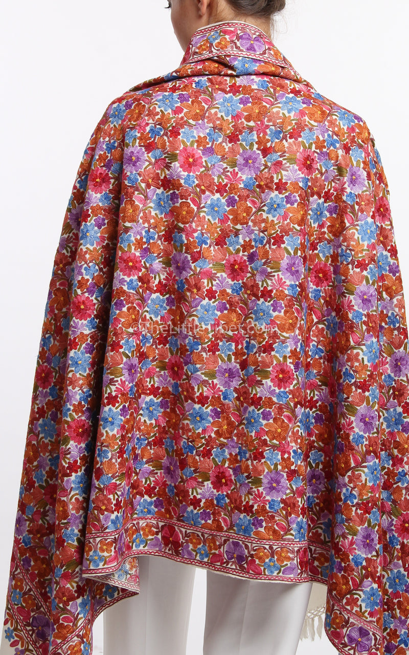 Roshi Lush Embroidered Pashmina (5ES-C), The Little Tibet