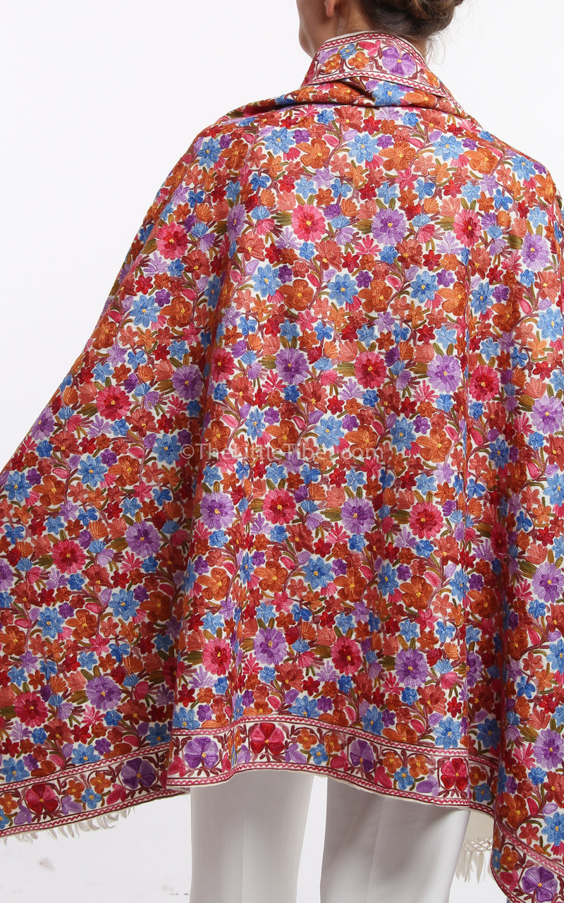 Roshi Lush Embroidered Pashmina (5ES-C), The Little Tibet