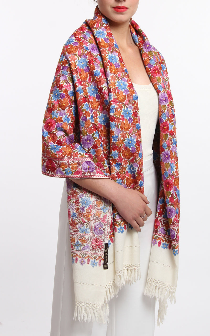 Roshi Lush Embroidered Pashmina (5ES-C), The Little Tibet