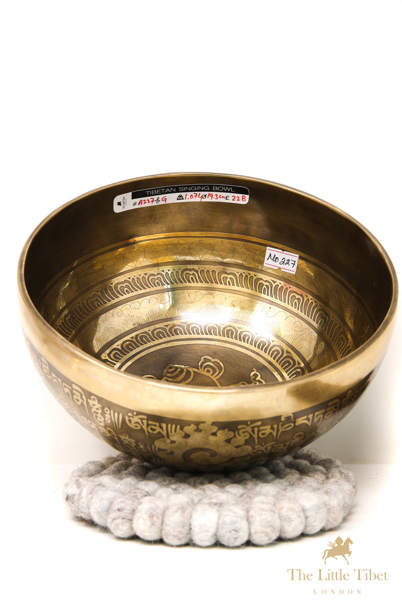 Tibetan Singing Bowl OM MANI PADME HUM Iconographies- A227