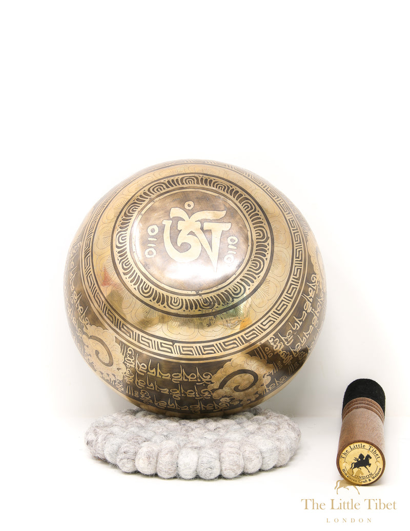 Tibetan Singing Bowl OM MANI PADME HUM Iconographies- A227