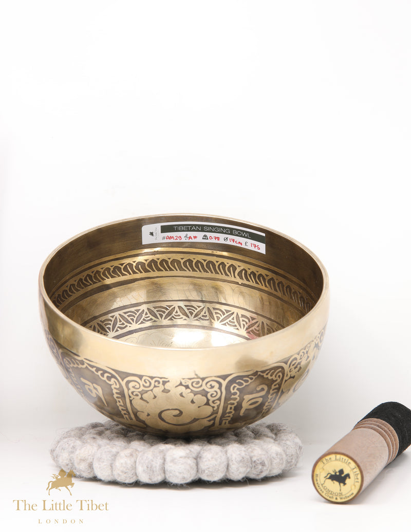 Tibetan Singing Bowl Om Mani Padme Hum for Healing & Mindfulness - AM29