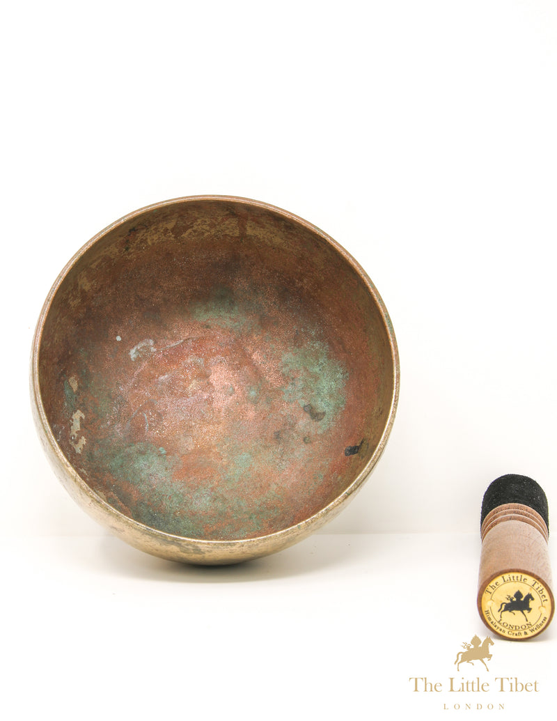 Flat Base Antique Tibetan Singing Bowl for Meditation and Healing - ATQ82