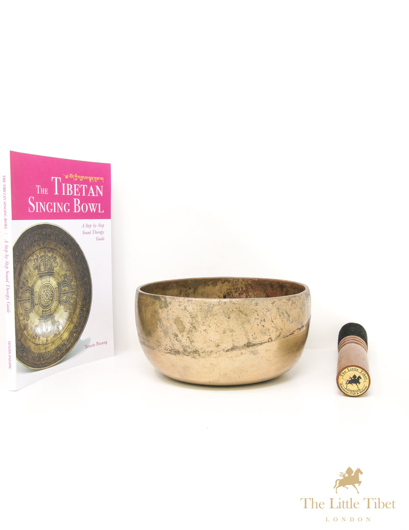 Flat Base Antique Tibetan Singing Bowl for Meditation and Healing - ATQ82
