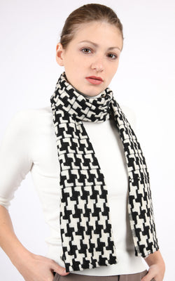 Dogtooth Cashmere Skinny Scarf - CMM DOGTOOTH