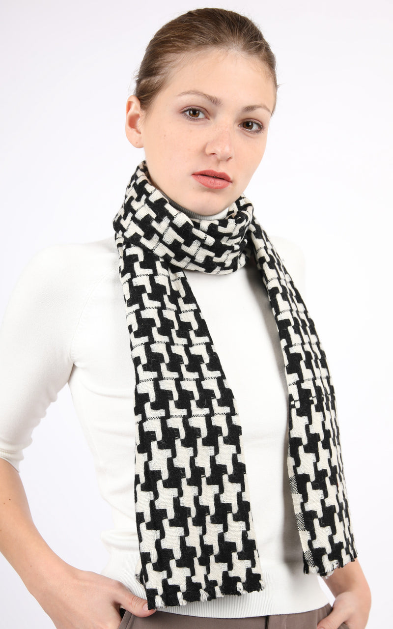 Dogtooth Cashmere Skinny Scarf - CMM DOGTOOTH