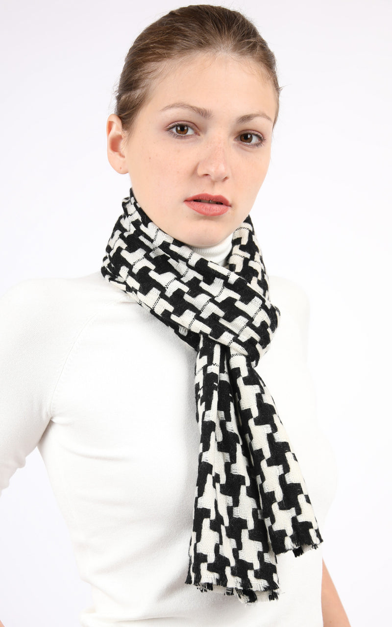 Dogtooth Cashmere Skinny Scarf - CMM DOGTOOTH