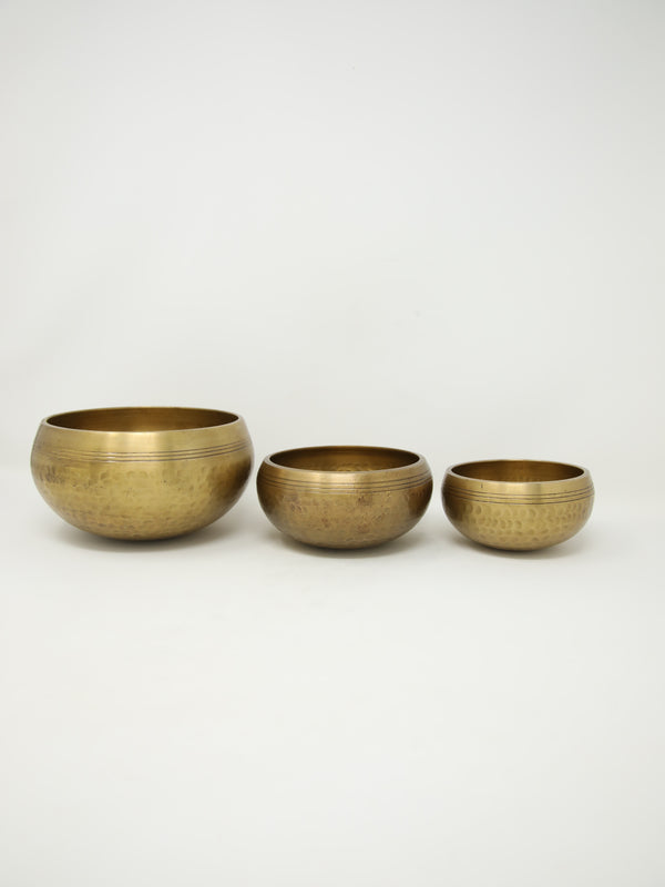 three sizes  of The Tibetan Singing Bowl, small, medium, large singing bowls, Medium size Brass-made Tibetan Singing Bowl-Meditation bowl-Sound Bowl