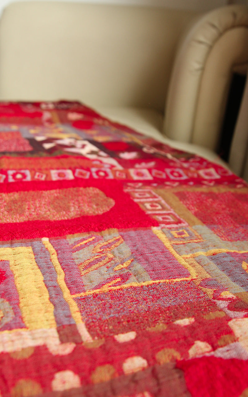 Aztec Sangria Red Boiled Wool Blanket-BW133, The Little Tibet