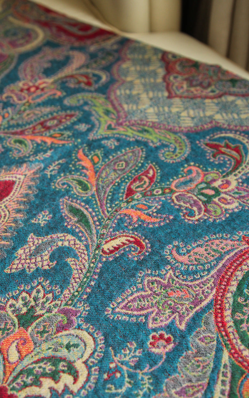 100% lambswool forest Green paisley boiled wool blanket free uk shipping