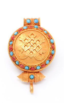 Gold Plated Endless Knot auspicious symbol Locket