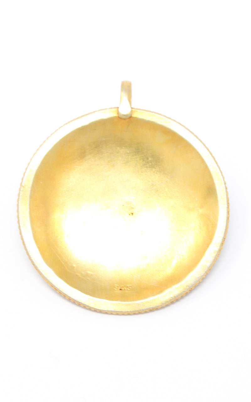 Circular Gold Plated Turquoise Mandala Pendant interior