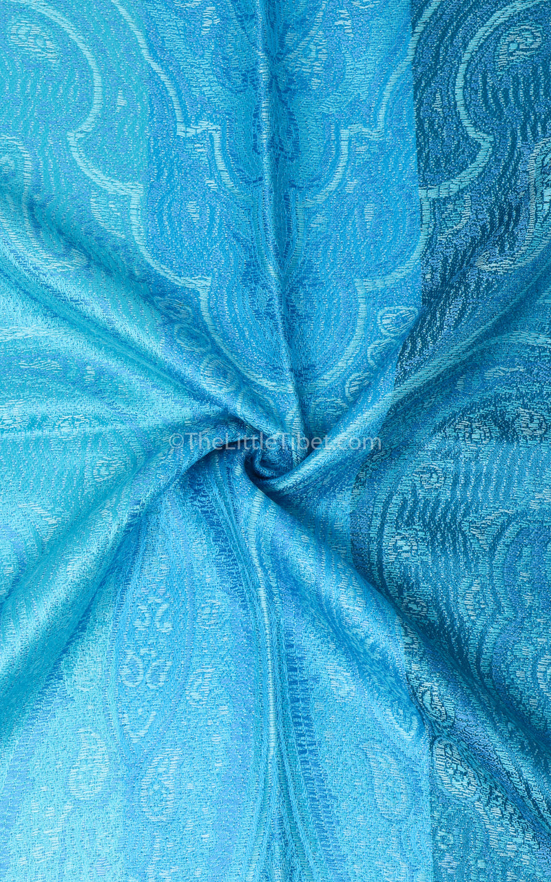 Mountain Sky Blue Silk Pashmina - MCL203 - The Little Tibet