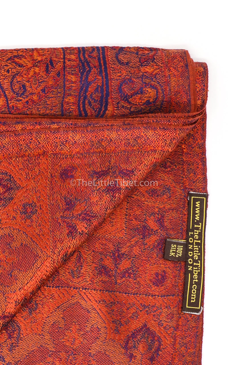 Burnt Orange Paisley Silk Pashmina - MCL302